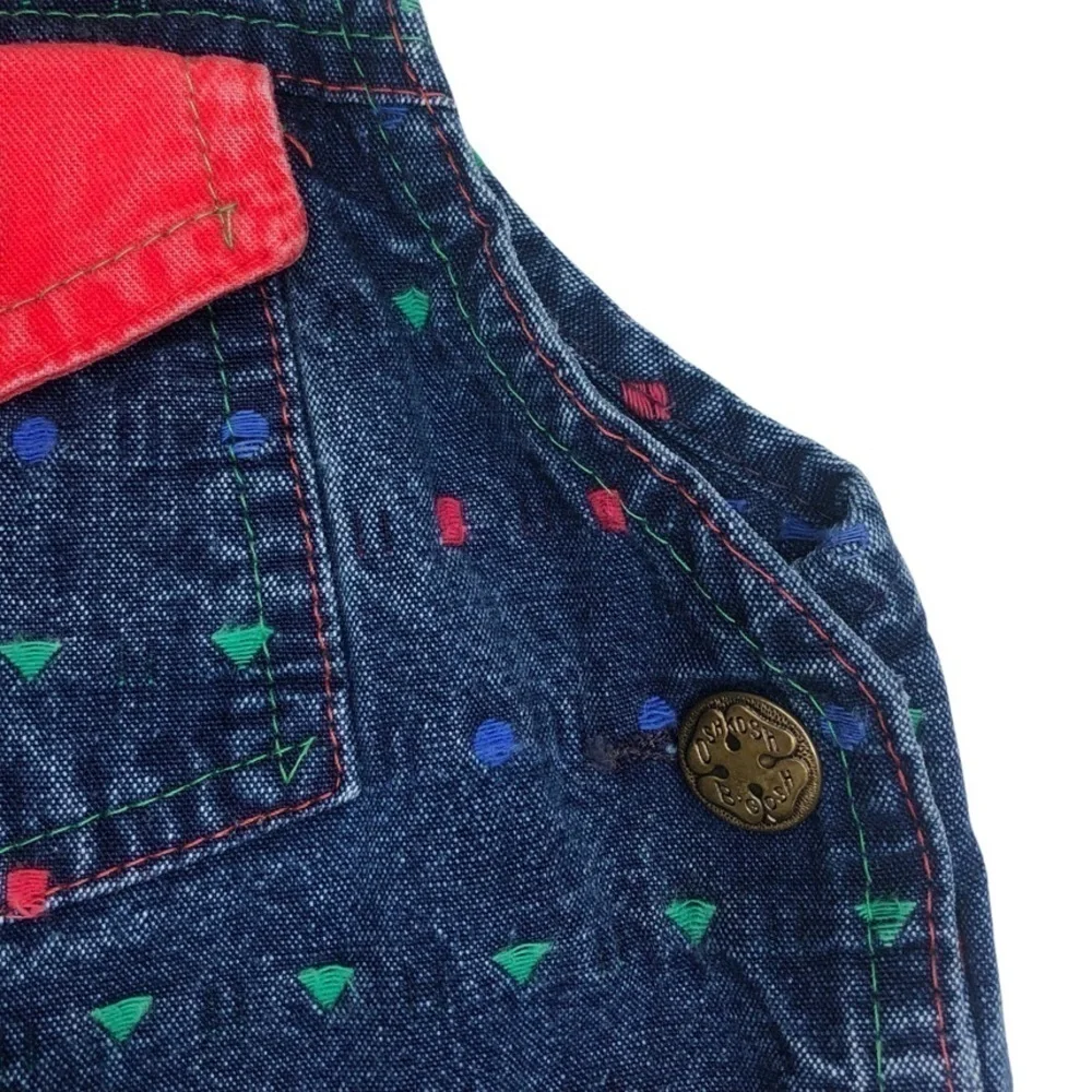 Vintage OshKosh B’gosh Made in USA Infant Overalls Geometric Shapes Sz 6-9mo